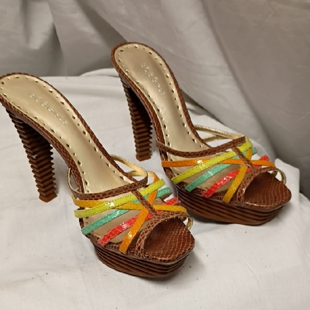 Bcbg Paris Multicolor Strappy Platform Heels - image 1
